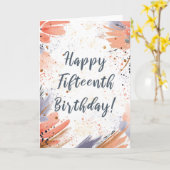 Carte Pour la fille 15e Anniversaire Paint Strokes Card (Fleur jaune)