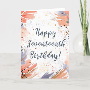 Carte Pour la fille 17e Anniversaire Paint Strokes Card