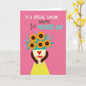 Carte pour la Maman à pois (Fleur jaune)