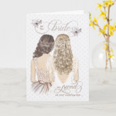 Carte pour la mariée de l'ami sur son mariage Taupe (Fleur jaune)