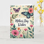 Carte pour la mère Papillon Rose (Fleur jaune)