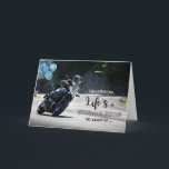 Carte Pour la moto Grandson thème Anniversaire sur courb<br><div class="desc">La vie est une route sinueuse si maigre ... et serrer chaque courbe à un anniversaire très heureux. Carte d'anniversaire sur le thème de la moto pour un petit-fils avec un motocycliste sur une courbe dans la route. Des ballons de couleur bleue sont fixés à la moto pour une image...</div>
