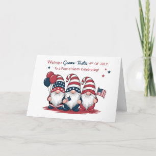 Carte Pour l'ami 4 Juillet mignon Gnomes Patriotiques