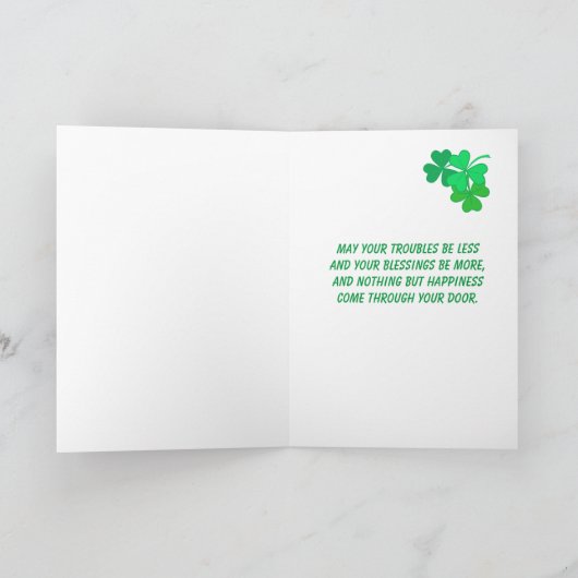 Carte Pour l'ami St Patrick's Day Shamrock Green Checks (Intérieur)