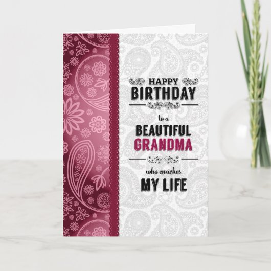 Carte pour l'anniversaire de Grand-mère Coeurs roses et  (Devant)