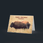 Carte Pour l'anniversaire de Grandson avec une paire de<br><div class="desc">Salutations d'anniversaire pour un petit-fils avec une paire de bisons sur la prairie avec de grandes herbes. Copyright © Shoaff Ballanger Studios,  2023.</div>