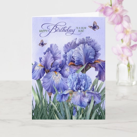Carte Pour l'anniversaire de Tante Iris Violet avec Papi (Orchidée)