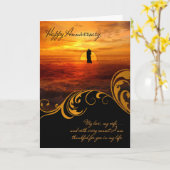 Carte pour le coucher de soleil romantique de l'annivers (Fleur jaune)