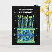 Carte Pour le gâteau d'anniversaire Grandson avec la car (Fleur jaune)