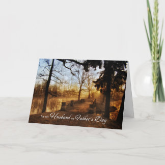 Carte pour le mari Sunrise Lake Nature Thème Fête des pè