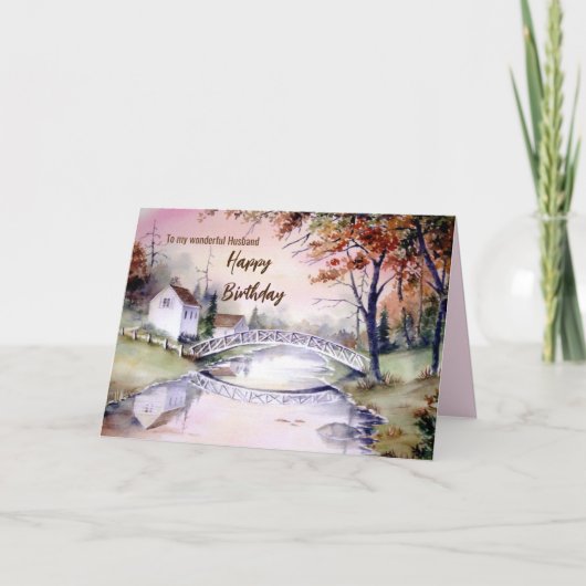 Carte Pour le mari sur l'aquarelle du pont Arché d'anniv (Devant)