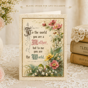 Carte Pour le monde, vous êtes une mère, vintage floral