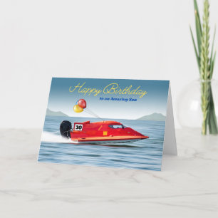 Carte Pour les 30 ans de mon fils avec un bateau haute p