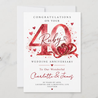 Carte pour les 40 ans de mariage | Noces de rubis