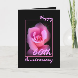 Carte pour les 60 ans de mariage avec rosebud rose