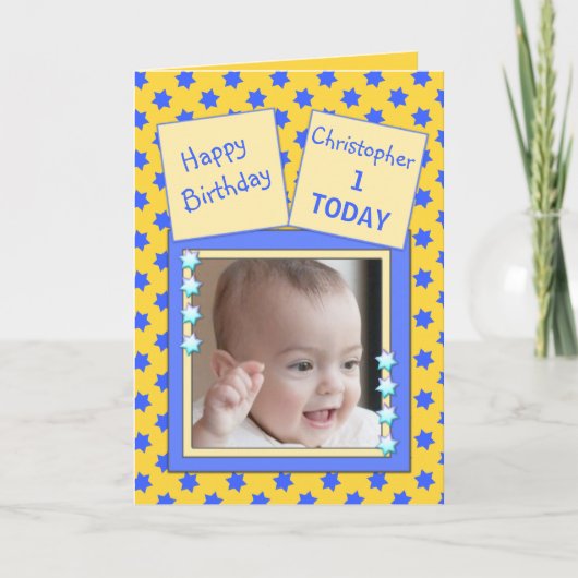 Carte Pour les enfants 1 year old boy birthday greeting (Devant)