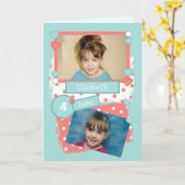 Carte Pour les enfants corail vert pois toute photo d'âg (Fleur jaune)