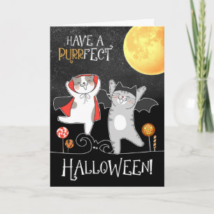 Carte pour les enfants Halloween Funny Chats en costumes