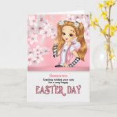 Carte pour les filles Rose et Rouge Rose Nom du jardin P (Fleur jaune)