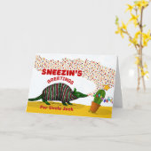 Carte Pour les salutations d’oncle Sneezin avec Armadill (Fleur jaune)
