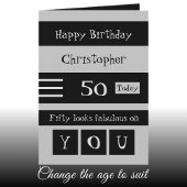 Carte Pour lui, 50e anniversaire gris et noir
