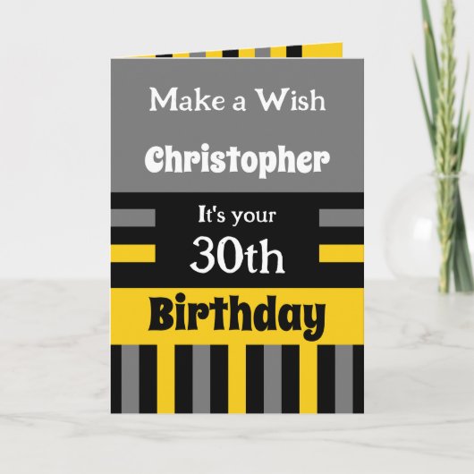 Carte Pour lui ajouter nom gris spécial 30e anniversaire (Devant)