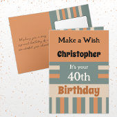 Carte Pour lui ajouter nom orange spécial 40e anniversai