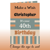 Carte Pour lui ajouter nom orange spécial 40e anniversai