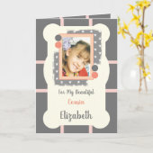 Carte Pour ma belle photo Cousin gris et corail (Fleur jaune)