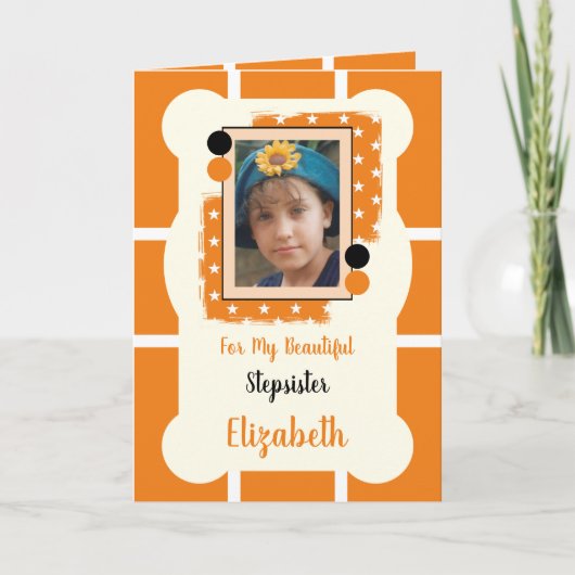 Carte Pour ma belle Stepsoeur orange et noir photo (Devant)