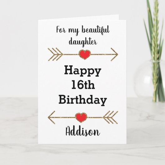 Carte Pour ma fille 16e anniversaire (Devant)