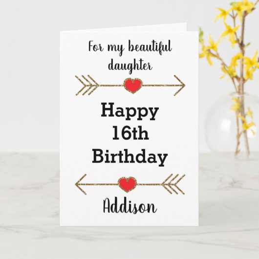 Carte Pour ma fille 16e anniversaire (Fleur jaune)