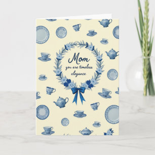 Carte pour maman à couronne florale bleue