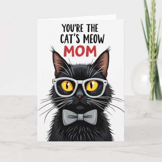 Carte pour maman chat noir mat (Devant)