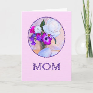 Carte Pour maman, fête des mères avec des fleurs peintes