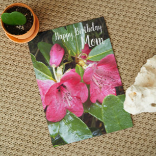 Carte Pour Maman Red Rhododendrons Floral Anniversaire