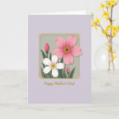 Carte pour mamans à cadre doré (Fleur jaune)