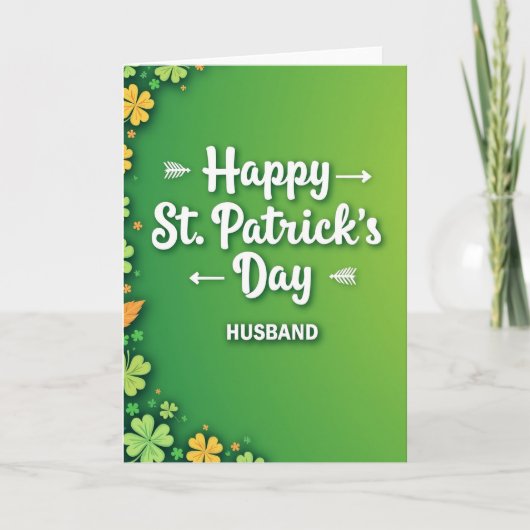 Carte pour mari de la Saint-Patrick aux trèfles ve (Devant)