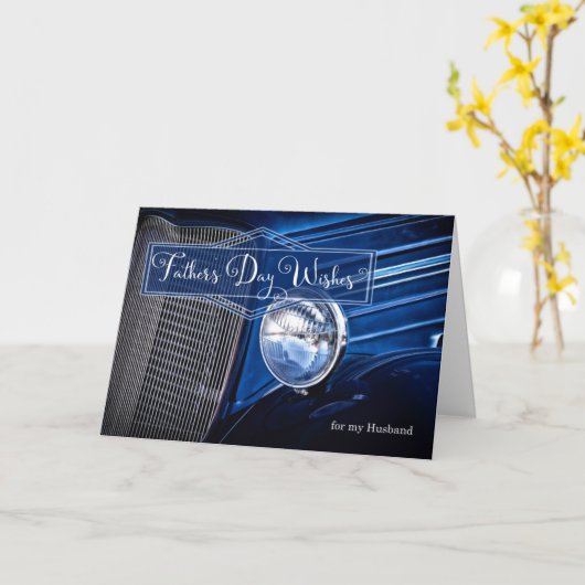Carte pour mari sur Fête des pères classique voiture en  (Fleur jaune)