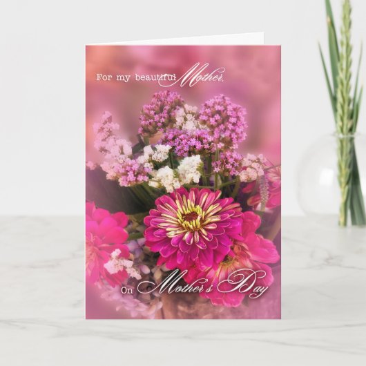 Carte Pour Mère en Fête des Mères Bouquet féminin rose (Devant)
