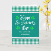 Carte Pour Mère St Patrick's Shamrock Green Checks (Fleur jaune)