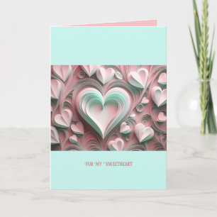 Carte Pour mon cœur Custom Text Paper Hearts 5x7