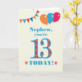 Carte Pour Nephew 13th Birthday Bunting Balloons Card (Fleur jaune)