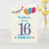 Carte Pour Nephew 16th Birthday Bunting Balloons Card (Fleur jaune)