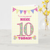 Carte Pour Niece 10e Anniversaire Primroses Bunting Card (Fleur jaune)