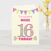 Carte Pour Niece 16th Birthday Primroses Bunting Card (Fleur jaune)