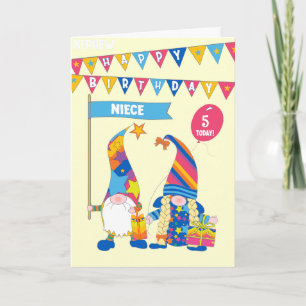 Carte Pour Niece Custom Age Birthday Fun Gnomes Card