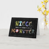 Carte pour Niece Cute Little Monster Funny Halloween (Fleur jaune)