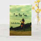 Carte Pour nos fils Anniversaire Vélo Jump (Fleur jaune)