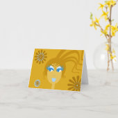 Carte pour notes abstrait de blanc de visage (Fleur jaune)